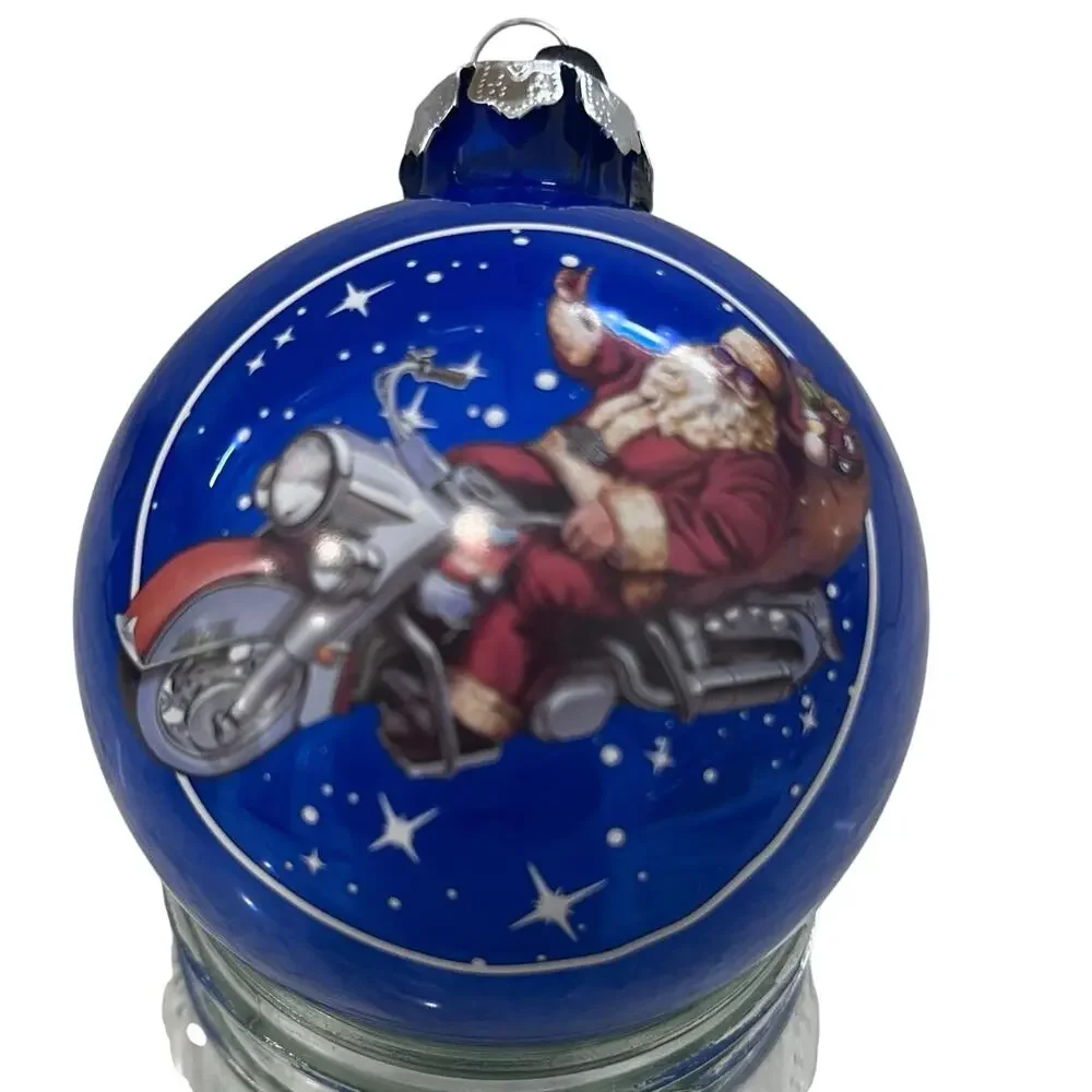 2013 Harley Davidson Santa On Motorcycle Glass Ball Christmas Ornament